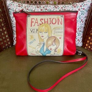 Brighton Bag Purse Red Leather Crossbody Fashionista *EUC*